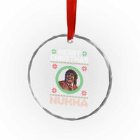 Funny Retro Merry Christmas Nukka Parody Crystal Glass Ornament Holiday Cheer 90s Xmas Throwback Parody - Wonder Print Shop