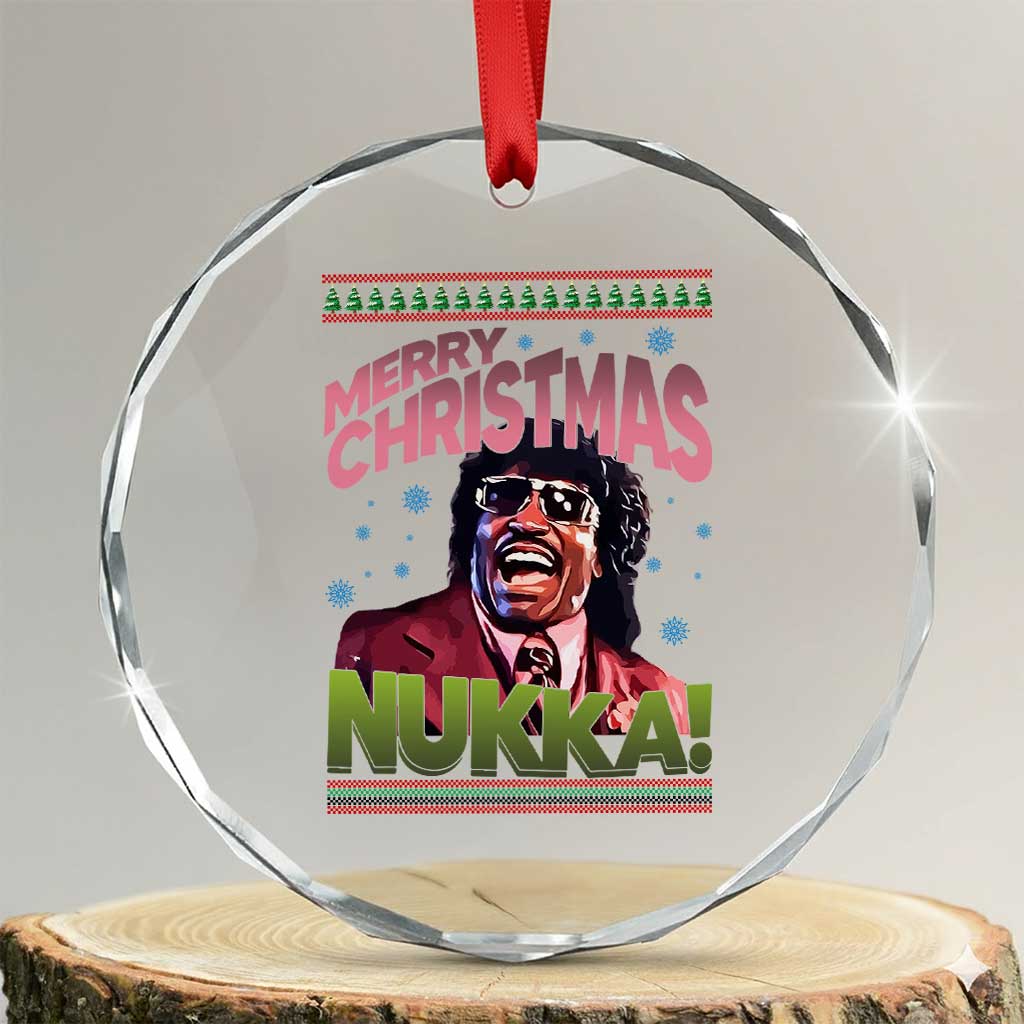 Funny Retro Merry Christmas Nukka Parody Crystal Glass Ornament Xmas Throwback Parody Urban Comedy - Wonder Print Shop