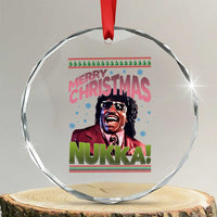 Funny Retro Merry Christmas Nukka Parody Crystal Glass Ornament Xmas Throwback Parody Urban Comedy - Wonder Print Shop