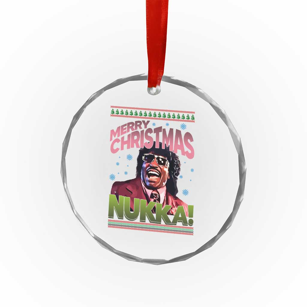Funny Retro Merry Christmas Nukka Parody Crystal Glass Ornament Xmas Throwback Parody Urban Comedy - Wonder Print Shop