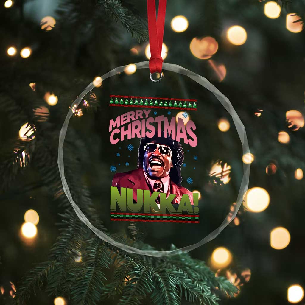 Funny Retro Merry Christmas Nukka Parody Crystal Glass Ornament Xmas Throwback Parody Urban Comedy - Wonder Print Shop