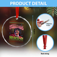 Funny Retro Merry Christmas Nukka Parody Crystal Glass Ornament Xmas Throwback Parody Urban Comedy - Wonder Print Shop