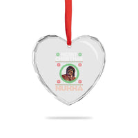 Funny Retro Merry Christmas Nukka Parody Heart Crystal Glass Ornament Holiday Cheer 90s Xmas Throwback Parody - Wonder Print Shop
