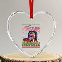 Funny Retro Merry Christmas Nukka Parody Heart Crystal Glass Ornament Xmas Throwback Parody Urban Comedy - Wonder Print Shop
