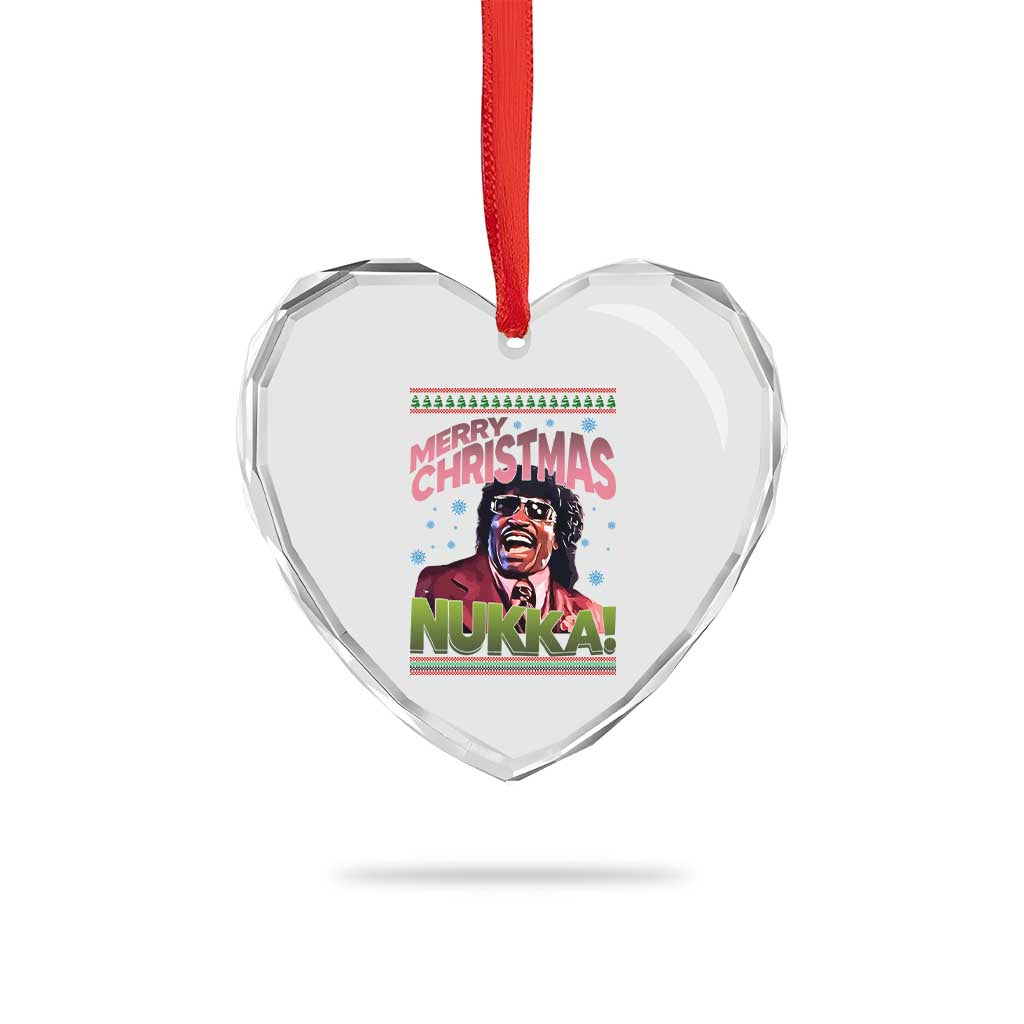 Funny Retro Merry Christmas Nukka Parody Heart Crystal Glass Ornament Xmas Throwback Parody Urban Comedy - Wonder Print Shop