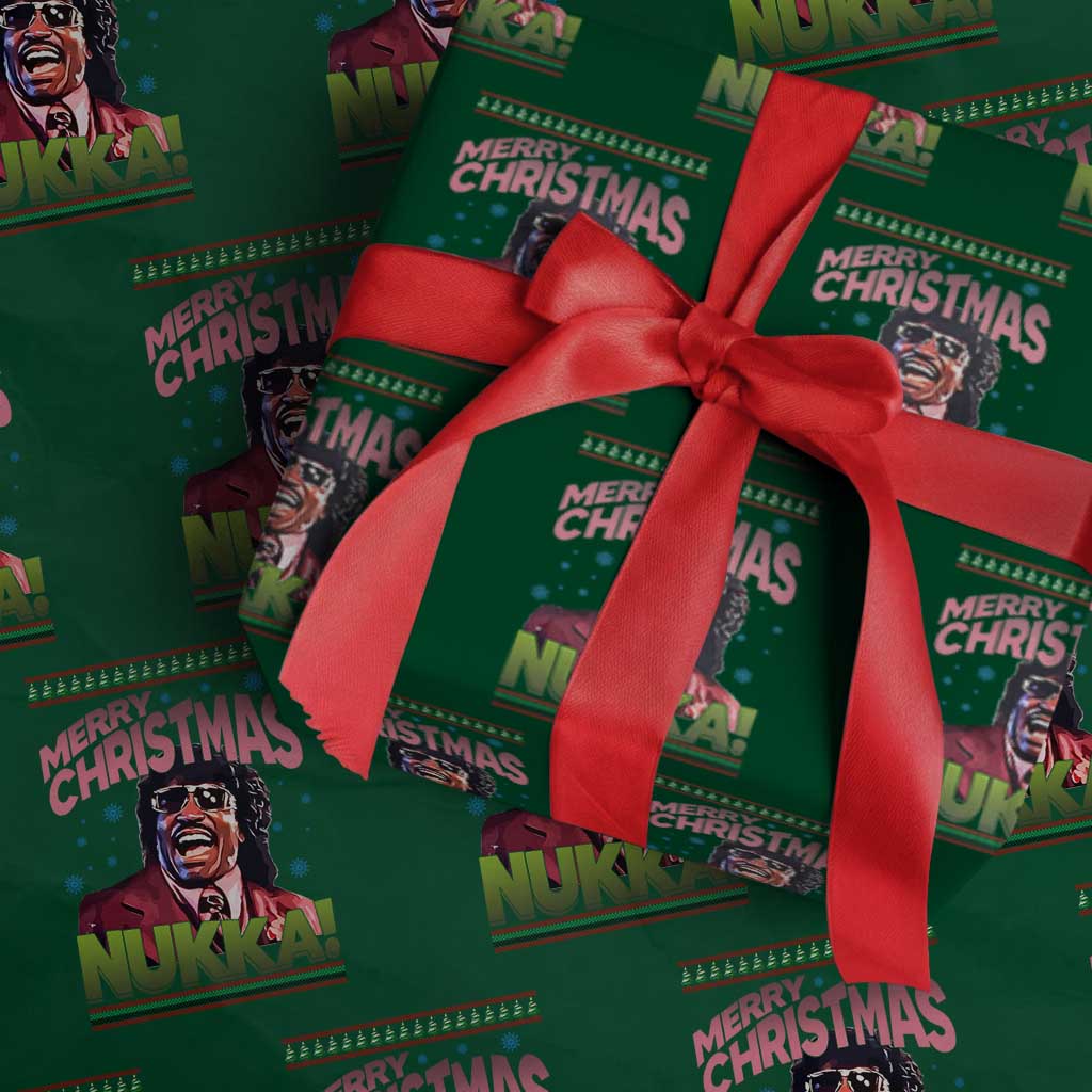 Funny Retro Merry Christmas Nukka Parody Wrapping Paper Roll Xmas Throwback Parody Urban Comedy - Wonder Print Shop