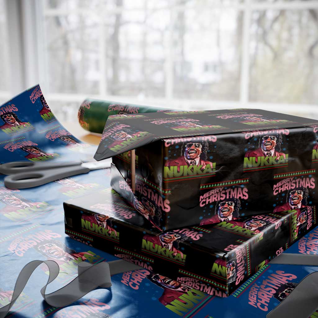 Funny Retro Merry Christmas Nukka Parody Wrapping Paper Roll Xmas Throwback Parody Urban Comedy - Wonder Print Shop
