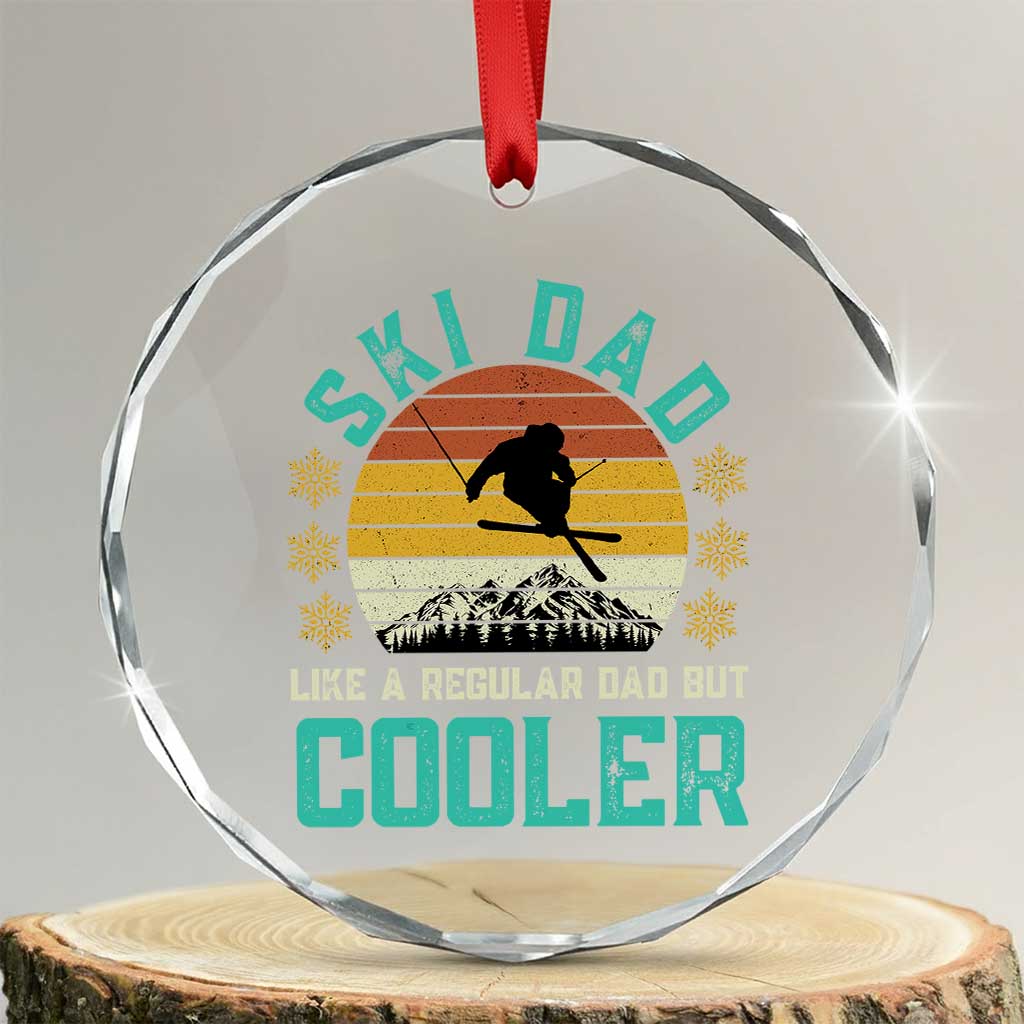 Funny Retro Skiing Father's Day Crystal Glass Ornament Ski Dad Like A Normal Dad But Cooler - Wonder Print Shop