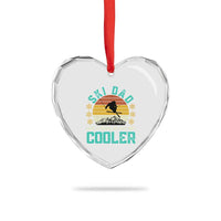 Funny Retro Skiing Father's Day Heart Crystal Glass Ornament Ski Dad Like A Normal Dad But Cooler - Wonder Print Shop