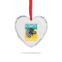 Funny Retro Sunset Cat Darts Heart Crystal Glass Ornament I Pet Cats I Play Darts And I Know Things - Wonder Print Shop