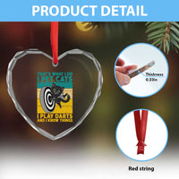 Funny Retro Sunset Cat Darts Heart Crystal Glass Ornament I Pet Cats I Play Darts And I Know Things - Wonder Print Shop