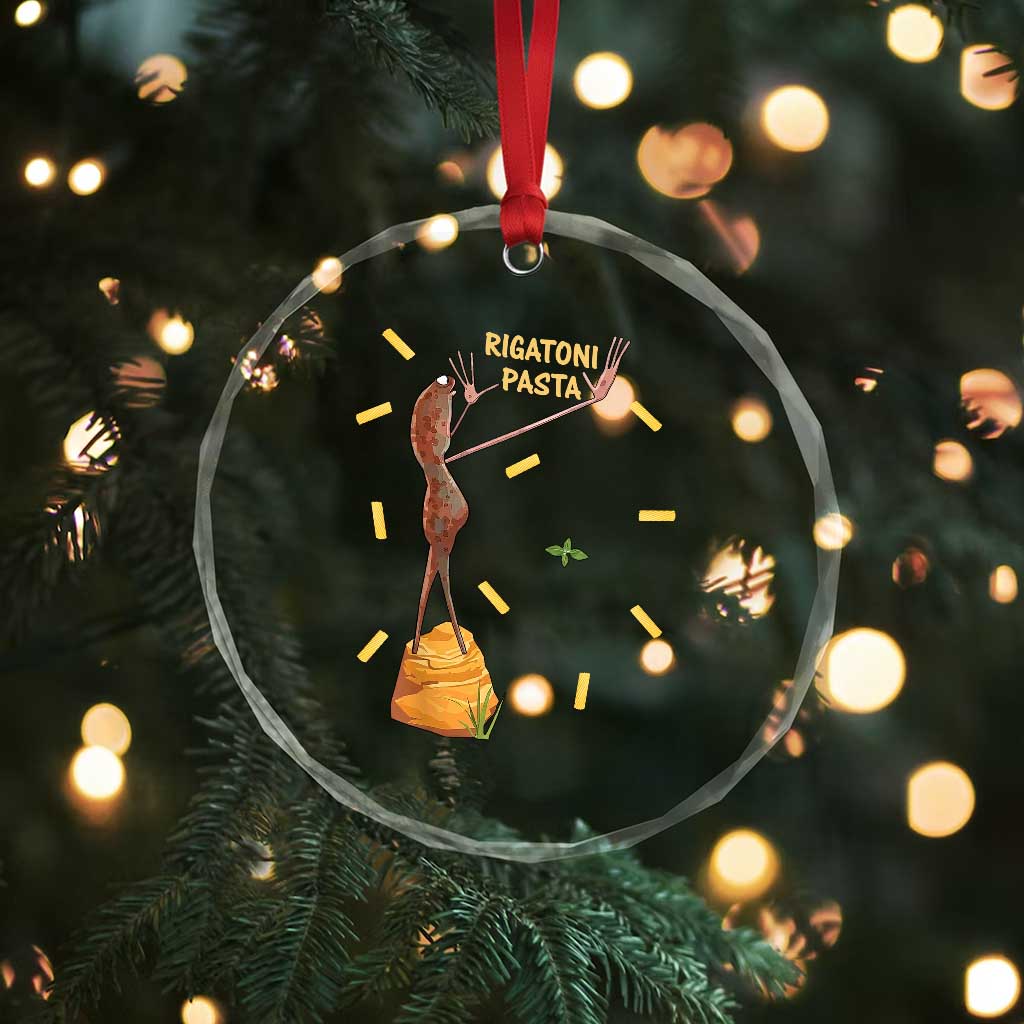 Funny Rigatoni Pasta Marcus The Worm Crystal Glass Ornament Dramatic Pasta Lover Foodie Meme - Wonder Print Shop