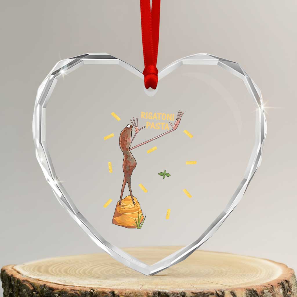 Funny Rigatoni Pasta Marcus The Worm Heart Crystal Glass Ornament Dramatic Pasta Lover Foodie Meme - Wonder Print Shop