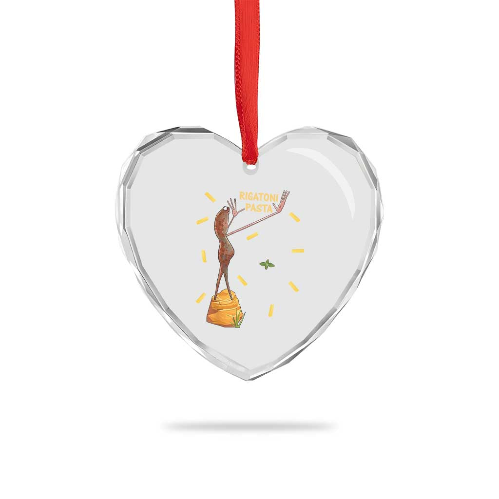 Funny Rigatoni Pasta Marcus The Worm Heart Crystal Glass Ornament Dramatic Pasta Lover Foodie Meme - Wonder Print Shop
