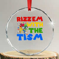 Funny Rizz Em With The Tism Crystal Glass Ornament Autism Awareness Dabbing Puzzle