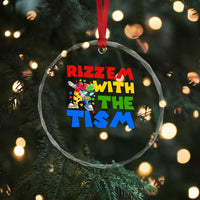 Funny Rizz Em With The Tism Crystal Glass Ornament Autism Awareness Dabbing Puzzle