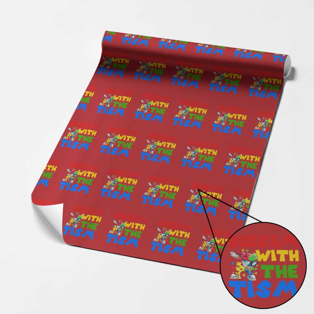 Funny Rizz Em With The Tism Wrapping Paper Roll Autism Awareness Dabbing Puzzle