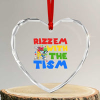 Funny Rizz Em With The Tism Heart Crystal Glass Ornament Autism Awareness Dabbing Puzzle