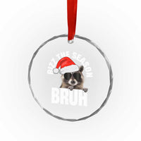 Funny Rizz Xmas Raccoon Crystal Glass Ornament Rizz The Season Bruh Santa Hat TS02