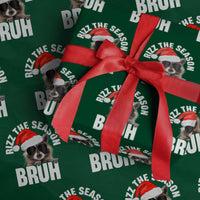 Funny Rizz Xmas Raccoon Wrapping Paper Roll Rizz The Season Bruh Santa Hat
