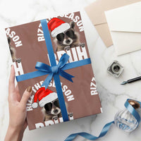 Funny Rizz Xmas Raccoon Wrapping Paper Roll Rizz The Season Bruh Santa Hat