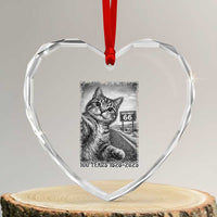 Funny Road Trip Cat Selfie with Highway 66 Heart Crystal Glass Ornament Centennial 1926-2026 Historic Highway Humor