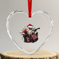 Funny Rock'n Roll Santa Claus Heart Crystal Glass Ornament Cool Drummer Festive Christmas - Wonder Print Shop