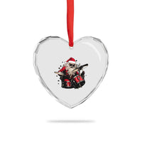 Funny Rock'n Roll Santa Claus Heart Crystal Glass Ornament Cool Drummer Festive Christmas - Wonder Print Shop