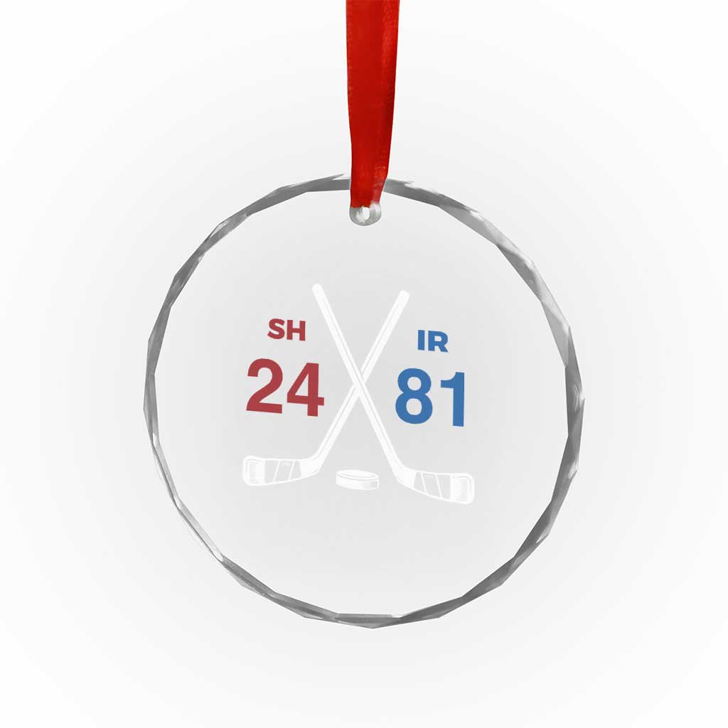 Funny Romance Hockey Crystal Glass Ornament 24 81 Numbers Sport Ice Hockey Team - Wonder Print Shop