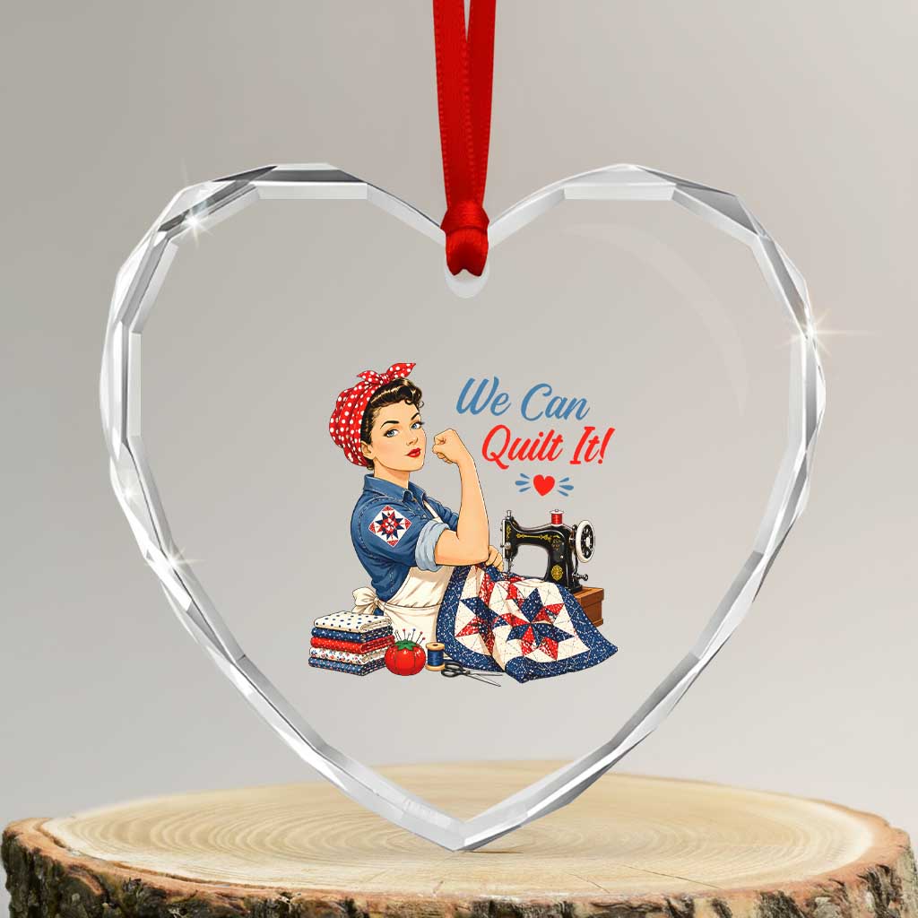 Funny Rosie We Can Quilt It Heart Crystal Glass Ornament Quilting Sewing Crafty Joke