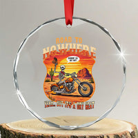 Funny Route Highway 66 Biker Skeleton Crystal Glass Ornament Road To Adventure