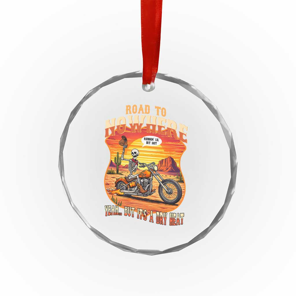 Funny Route Highway 66 Biker Skeleton Crystal Glass Ornament Road To Adventure