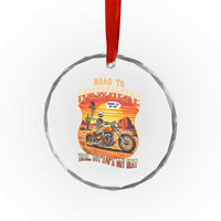 Funny Route Highway 66 Biker Skeleton Crystal Glass Ornament Road To Adventure