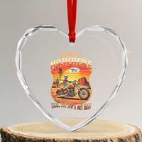 Funny Route Highway 66 Biker Skeleton Heart Crystal Glass Ornament Road To Adventure