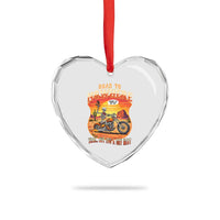 Funny Route Highway 66 Biker Skeleton Heart Crystal Glass Ornament Road To Adventure