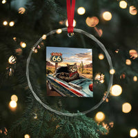 Funny Route Highway 66 Cat Lover Crystal Glass Ornament Mother Road Travel Gift