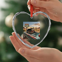 Funny Route Highway 66 Cat Lover Heart Crystal Glass Ornament Mother Road Travel Gift