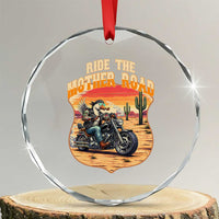 Funny Route Highway 66 Goose Biker Crystal Glass Ornament Ride The Mother Road