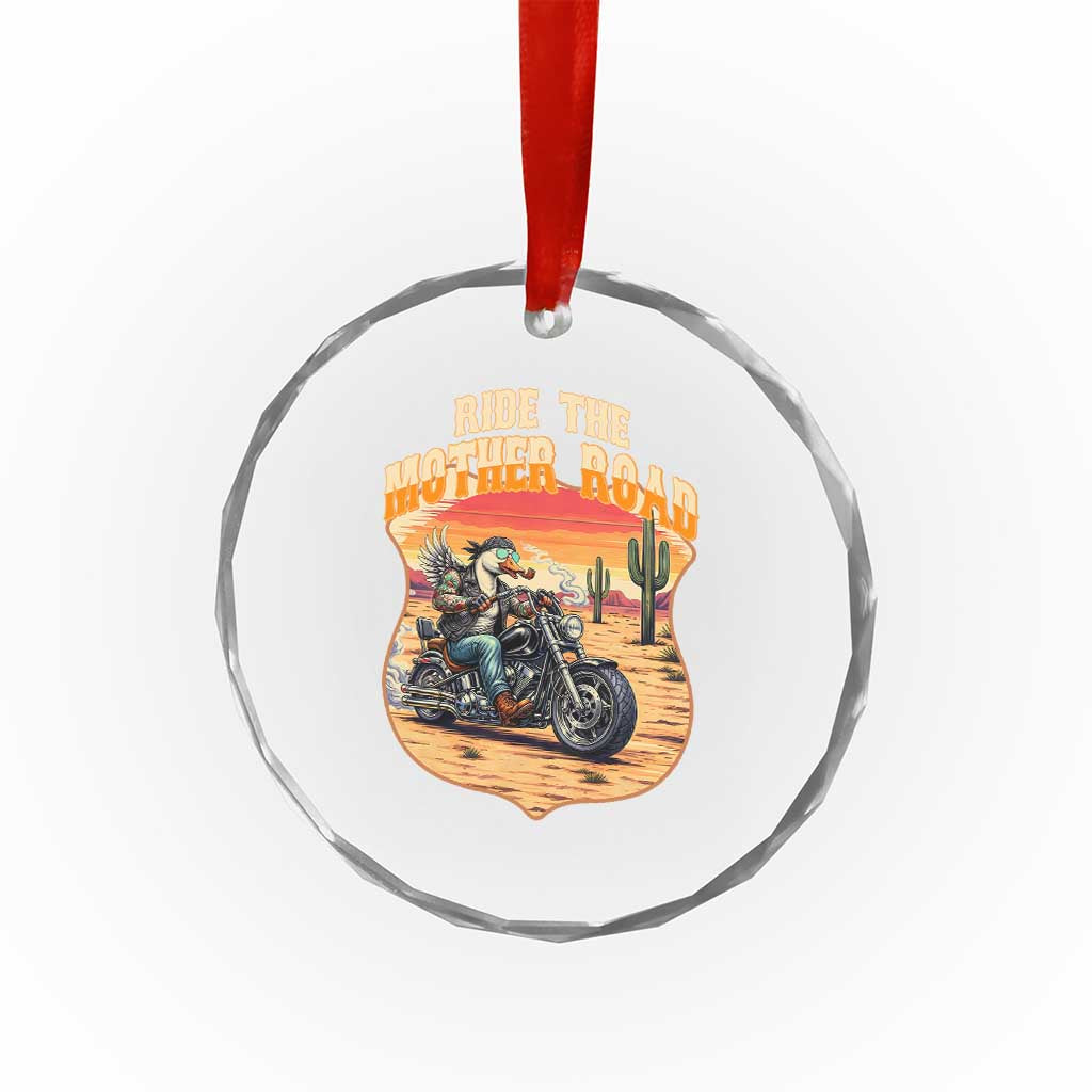 Funny Route Highway 66 Goose Biker Crystal Glass Ornament Ride The Mother Road