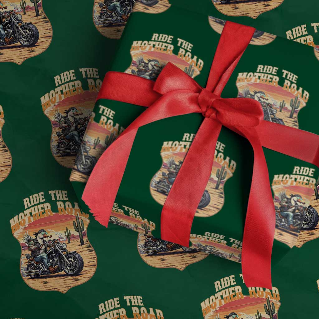 Funny Route Highway 66 Goose Biker Wrapping Paper Roll Ride The Mother Road