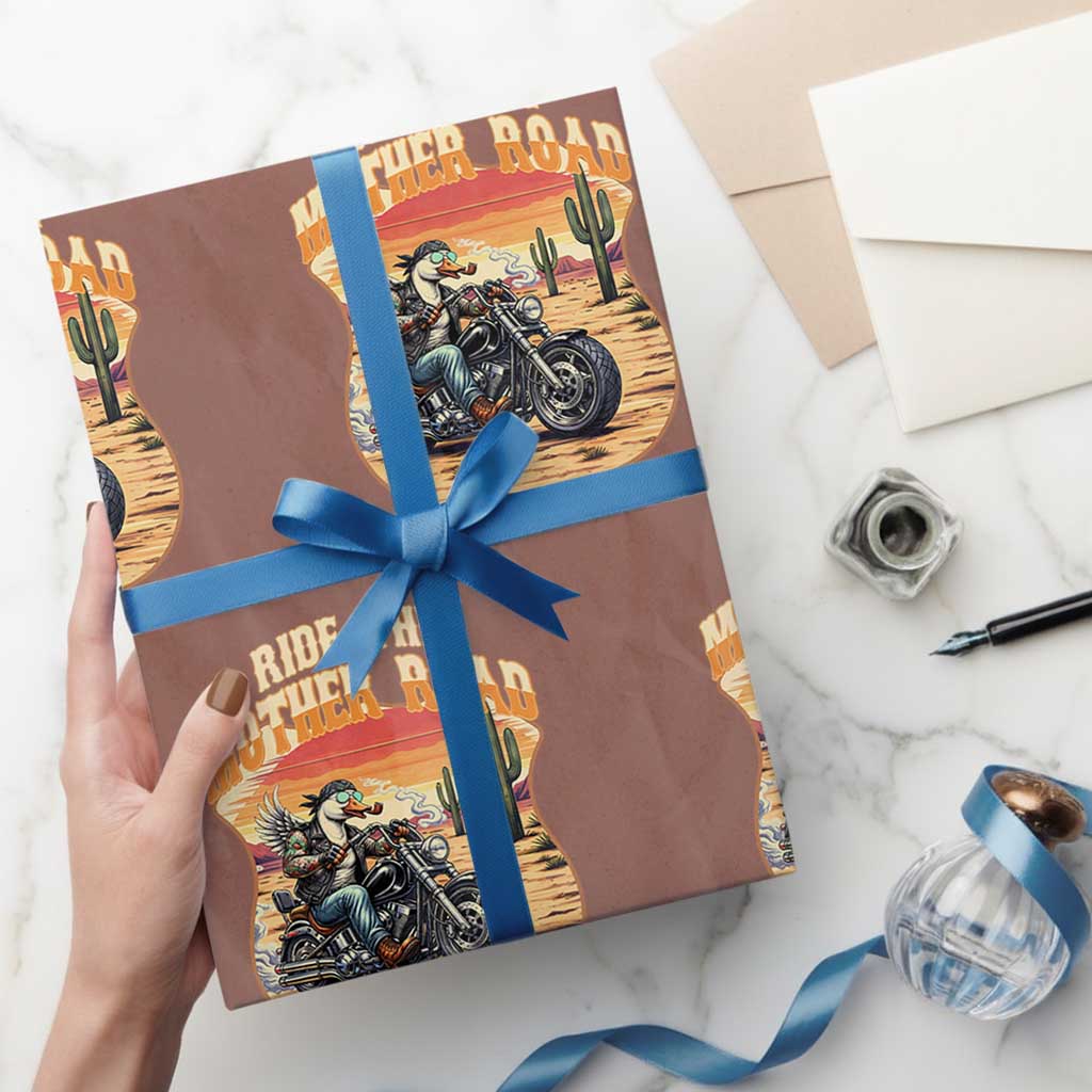 Funny Route Highway 66 Goose Biker Wrapping Paper Roll Ride The Mother Road