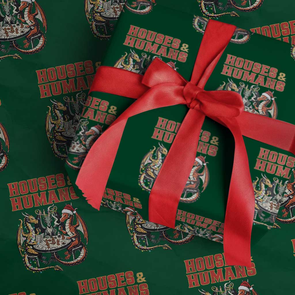 Funny Rpg Christmas Game Wrapping Paper Roll Houses And Humans Tabletop Game Xmas Dragon - Wonder Print Shop