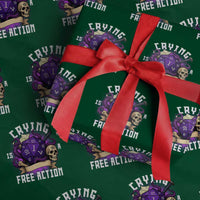 Funny RPG Gamer Crying Is A Free Action Wrapping Paper Roll Vintage D20 Side Quests Tabletop - Wonder Print Shop