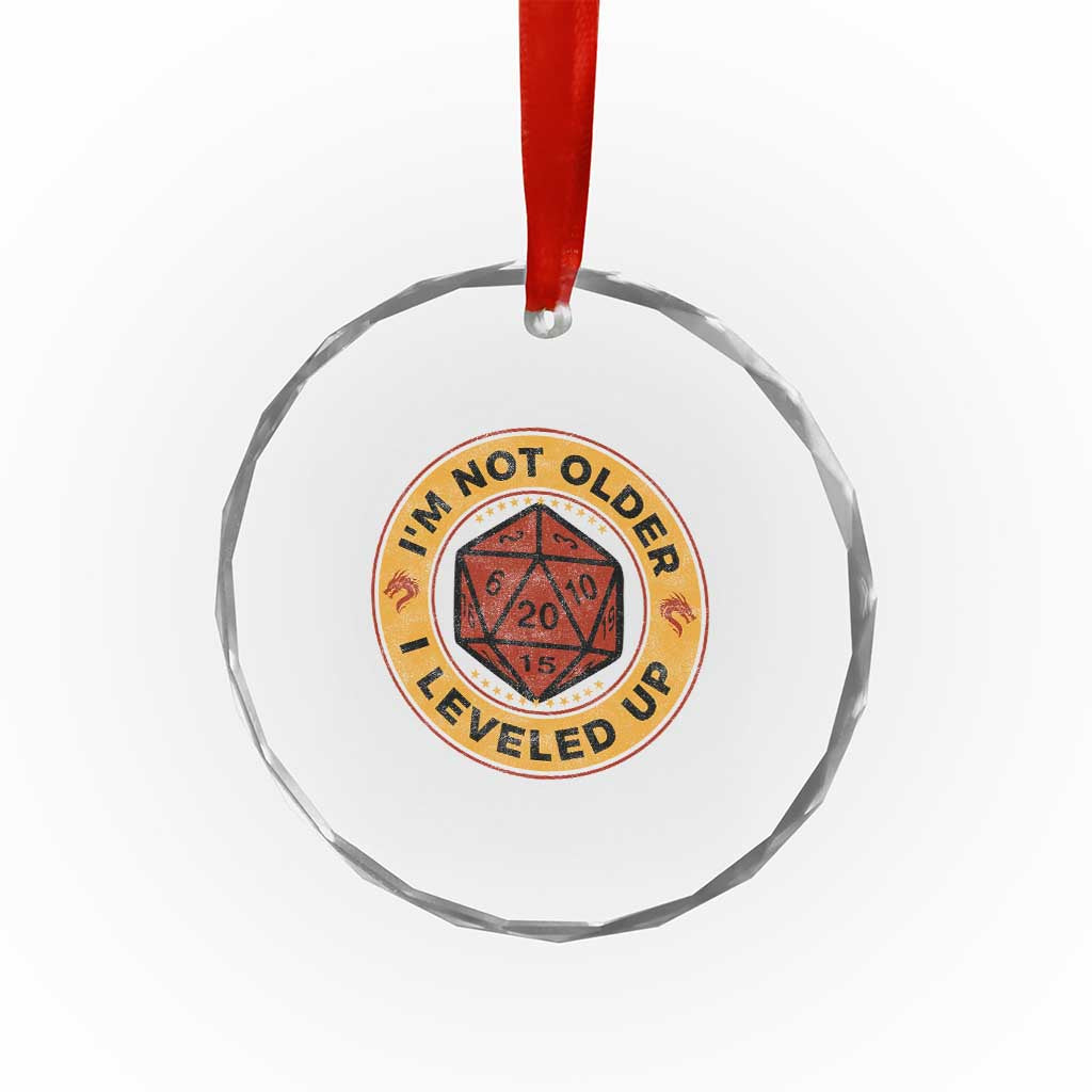 Funny RPG Gamer I Am Not Older I Leveled Up Crystal Glass Ornament Vintage D20 Tabletop - Wonder Print Shop