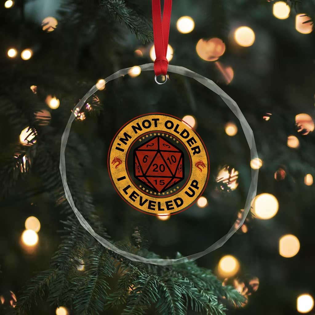 Funny RPG Gamer I Am Not Older I Leveled Up Crystal Glass Ornament Vintage D20 Tabletop - Wonder Print Shop