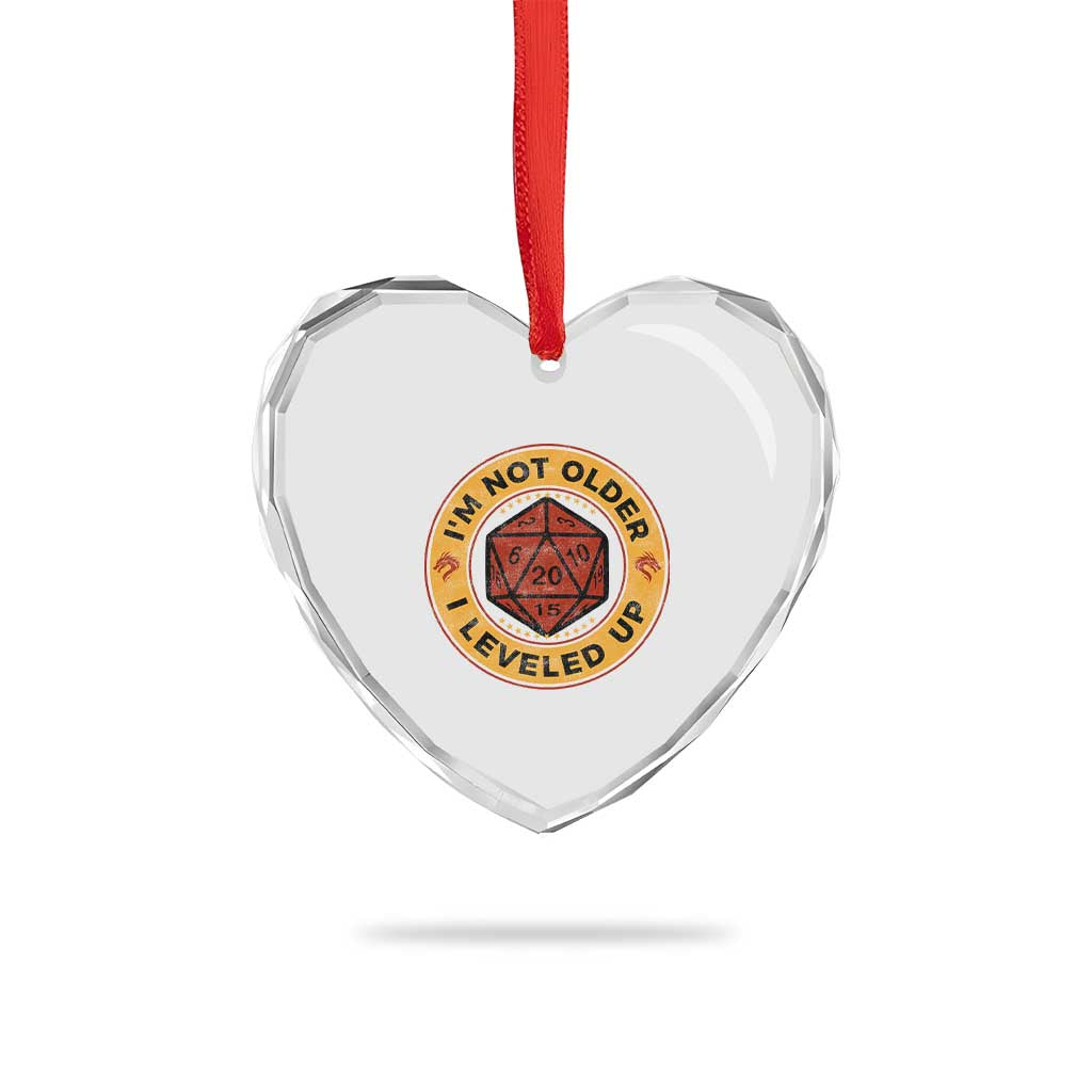 Funny RPG Gamer I Am Not Older I Leveled Up Heart Crystal Glass Ornament Vintage D20 Tabletop - Wonder Print Shop