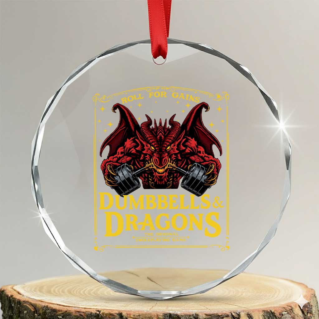 Funny RPG Weightlifting Workout Gym Crystal Glass Ornament Dumbbells And Dragons The Original Swoleplaying Game - Wonder Print Shop