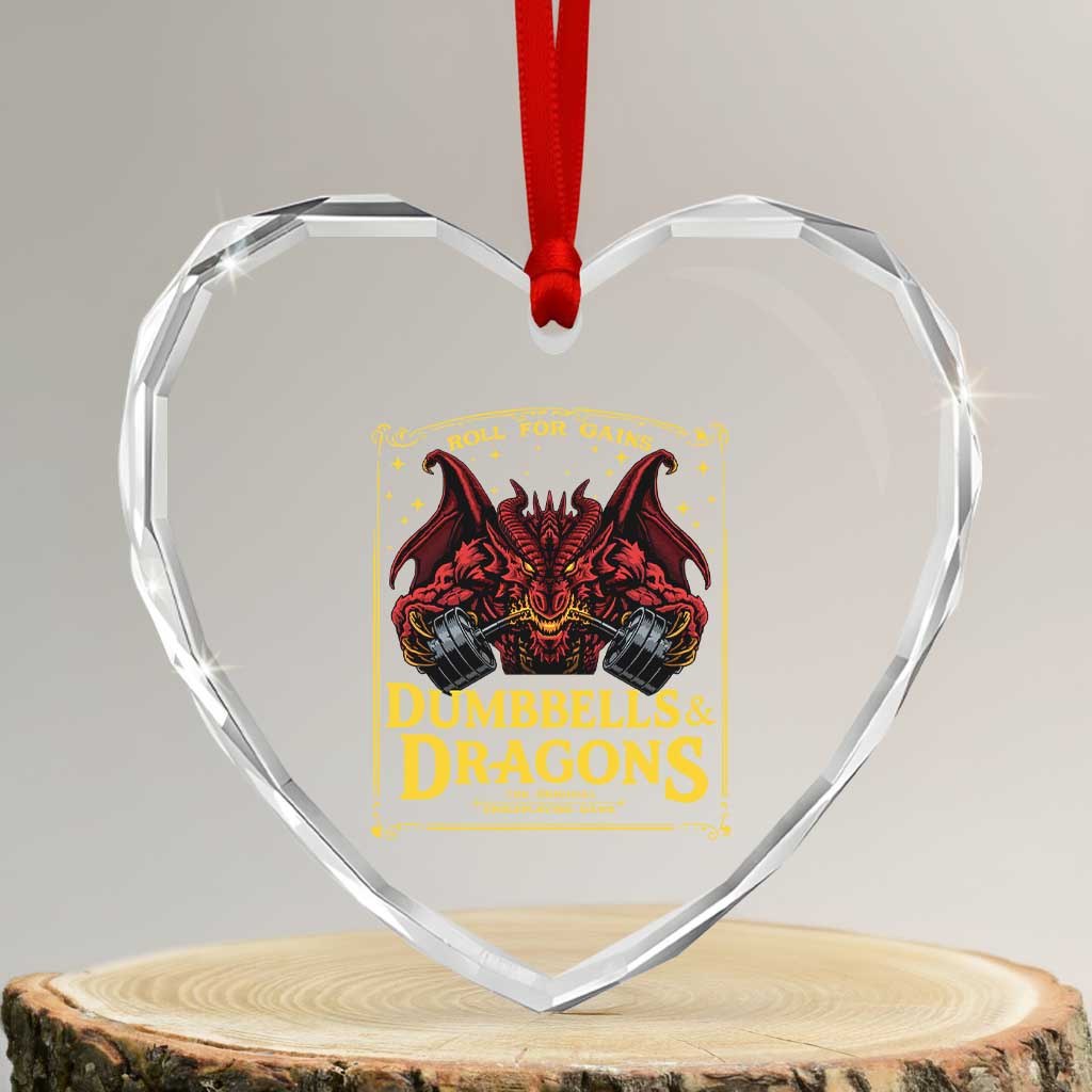 Funny RPG Weightlifting Workout Gym Heart Crystal Glass Ornament Dumbbells And Dragons The Original Swoleplaying Game - Wonder Print Shop