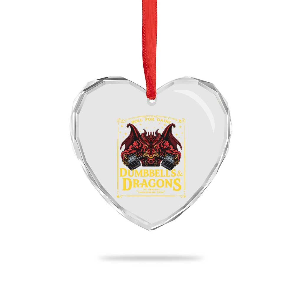 Funny RPG Weightlifting Workout Gym Heart Crystal Glass Ornament Dumbbells And Dragons The Original Swoleplaying Game - Wonder Print Shop