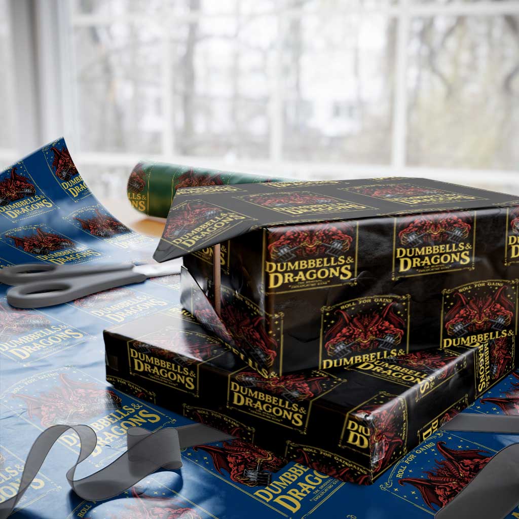 Funny RPG Weightlifting Workout Gym Wrapping Paper Roll Dumbbells And Dragons The Original Swoleplaying Game - Wonder Print Shop